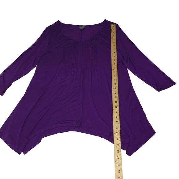 Covington Purple Front Pintucked Curved Hem Top - Women’s 1X - Picture 4 of 10